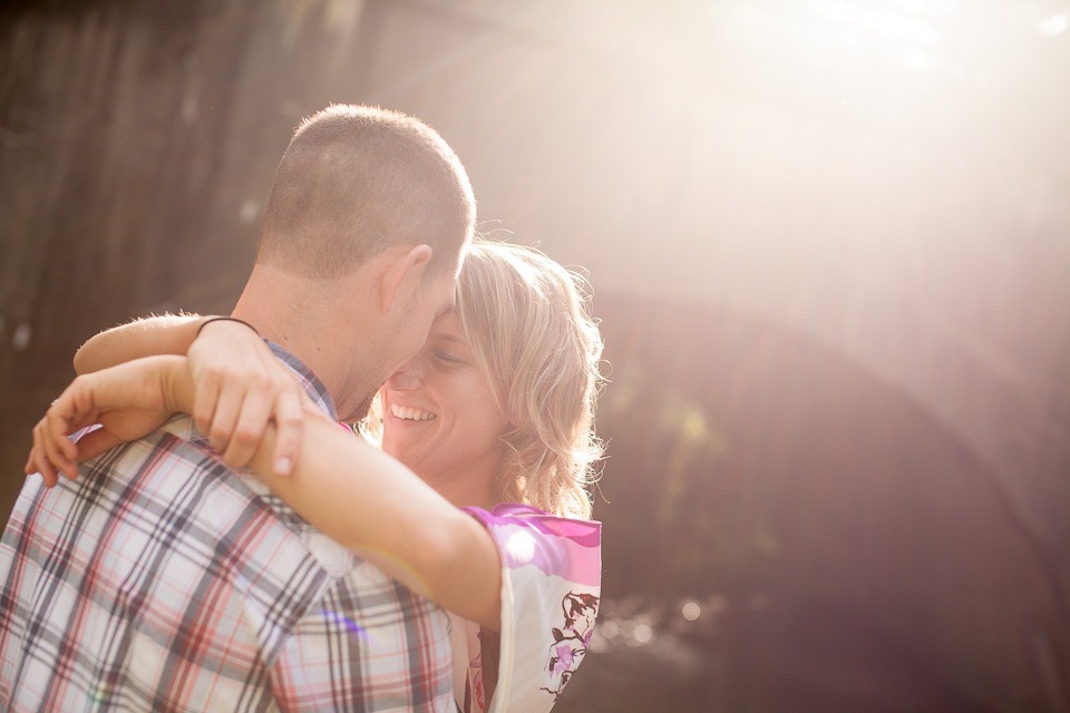 Couple embracing in the sun