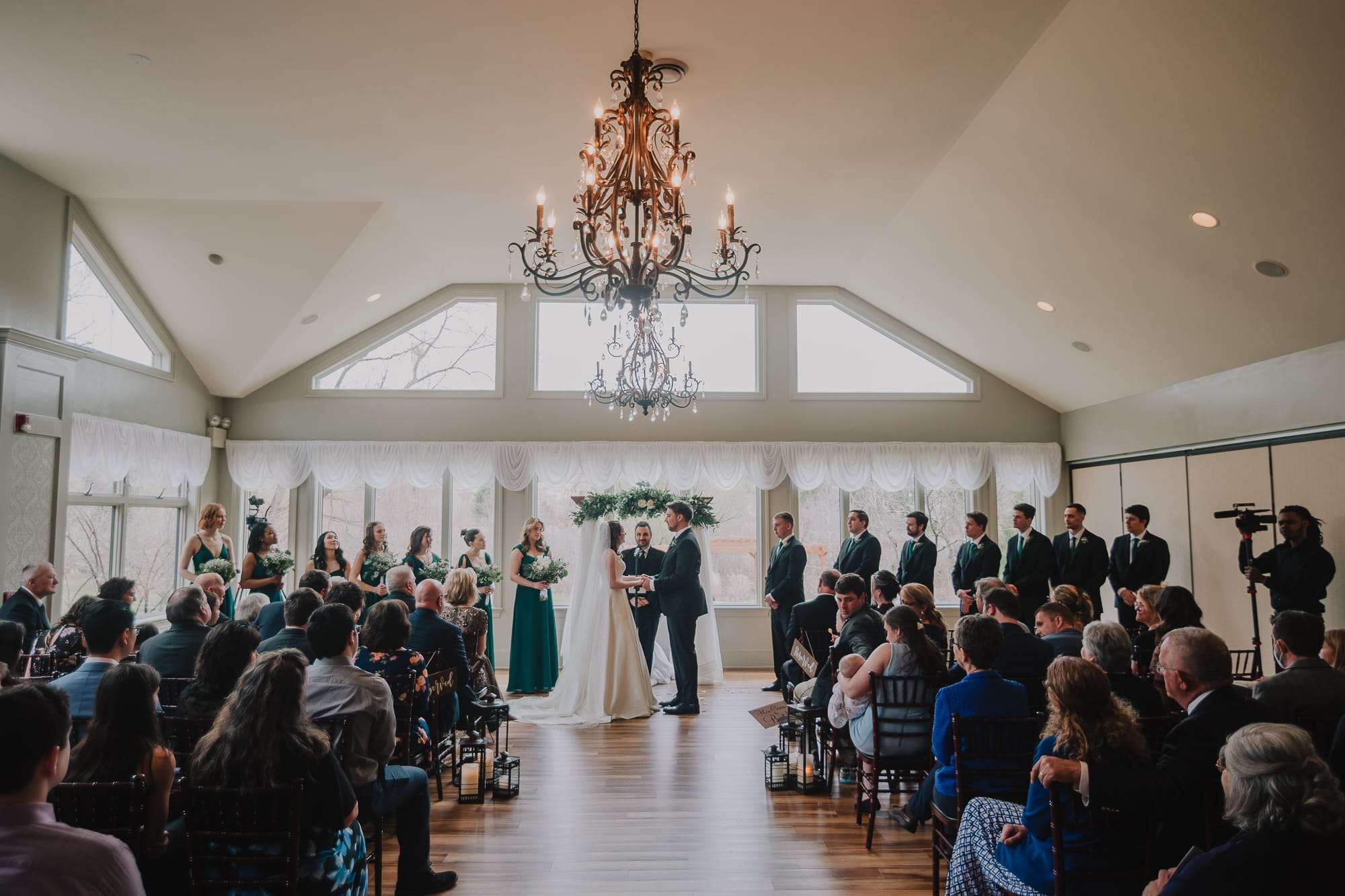 indoor wedding ceremony at the manor at Mountain View, Harrisburg PA